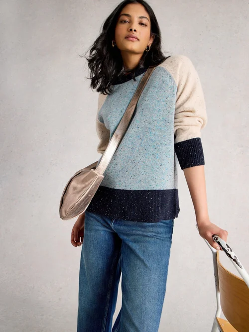 Noppenpullover mit Colour-Block-Design - Blue Mlt - 50 Bild 3