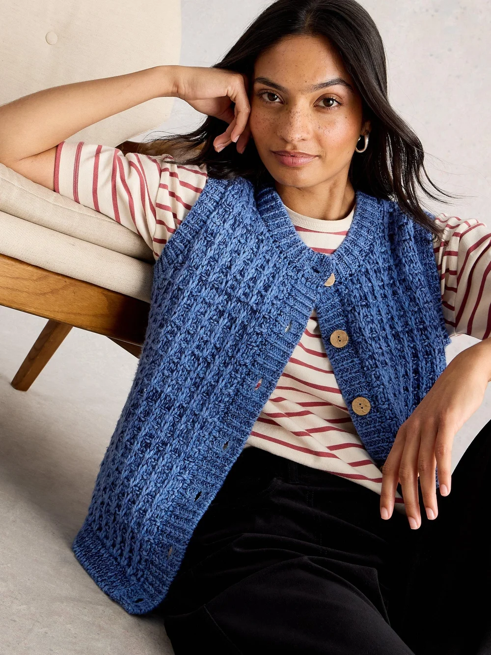 Weste Maxine mit Knöpfen - Mid Blue - XL Bild 1