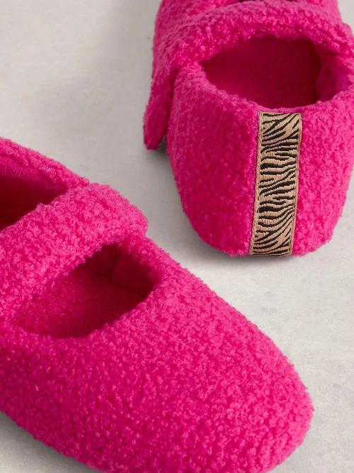 Mary-Jane Hausschuhe aus Teddyfell - Brt Pink - S Bild 3