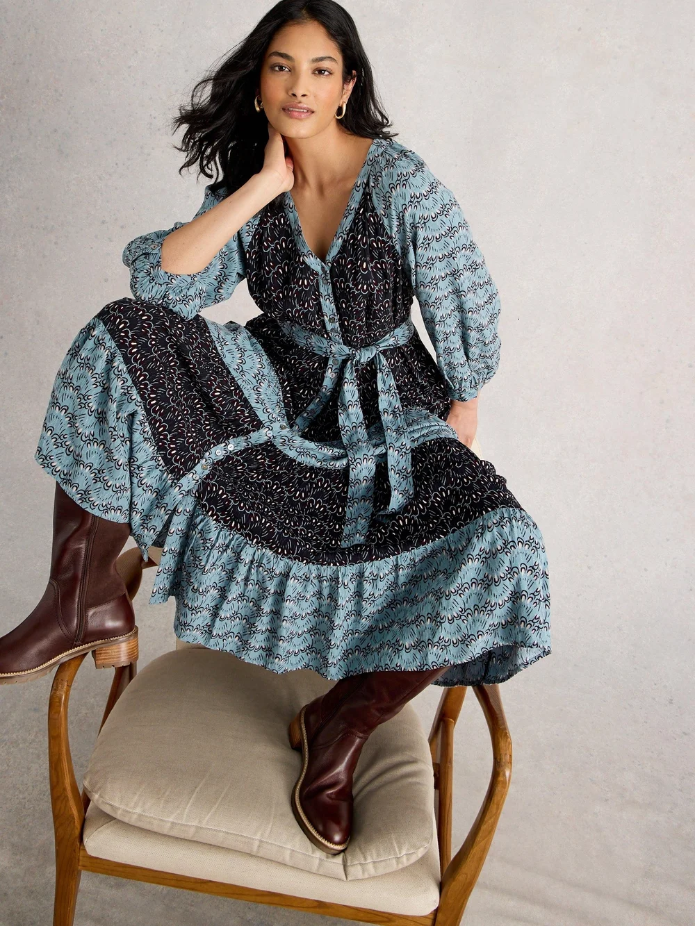 Midikleid Clementine - Blue Mlt - 52/R Bild 1