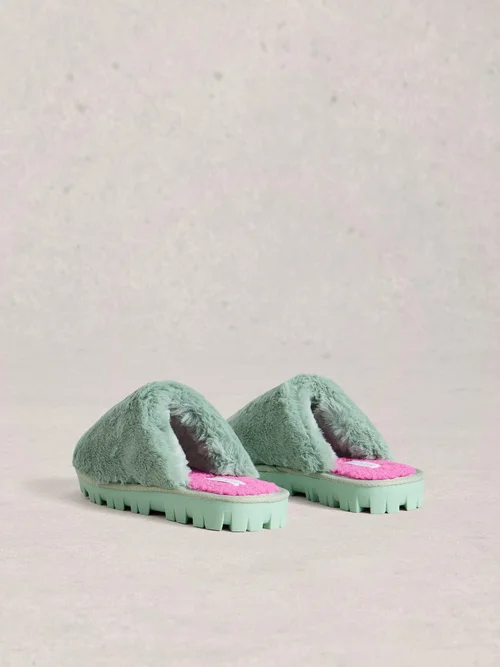 Pantoletten aus Kunstfell - Mint Green - S Bild 4
