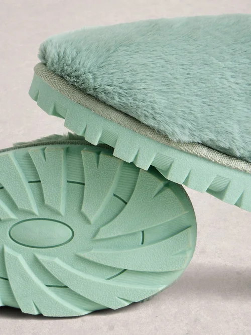 Pantoletten aus Kunstfell - Mint Green - S Bild 3