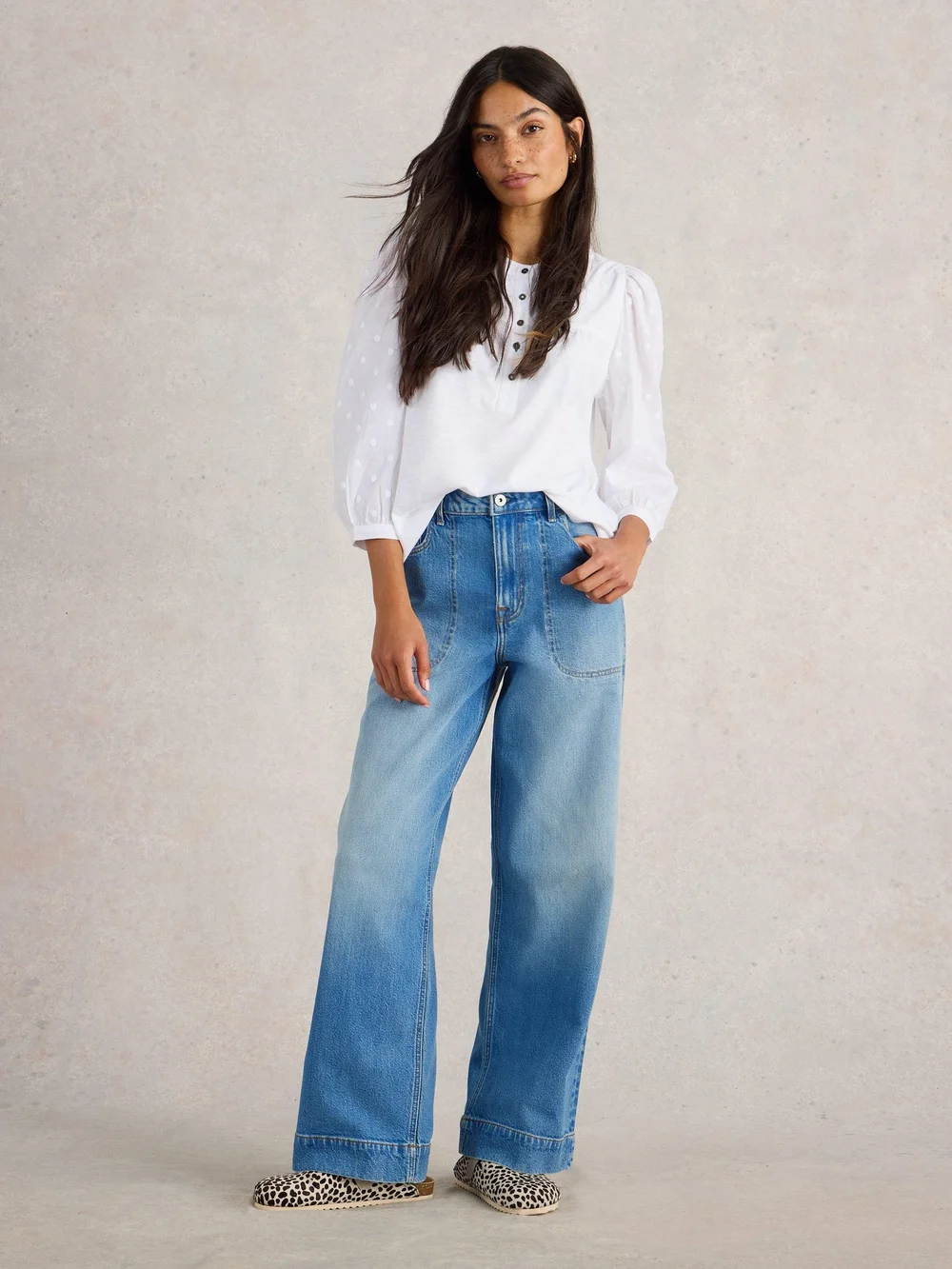 Jeans Tia mit weitem Bein - Mid Denim - 52/R Bild 1