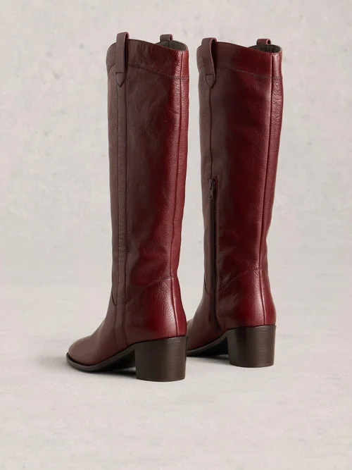 Kniehohe Lederstiefel Izzy - Dk Red - 41 Bild 4