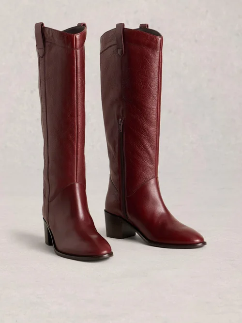 Kniehohe Lederstiefel Izzy - Dk Red - 41 Bild 2
