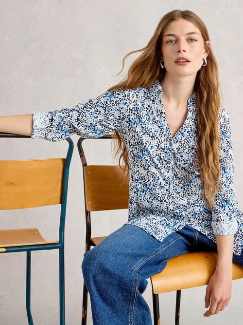 Langgeschnittene Bluse Annie - White Pr - 36/R Bild 3
