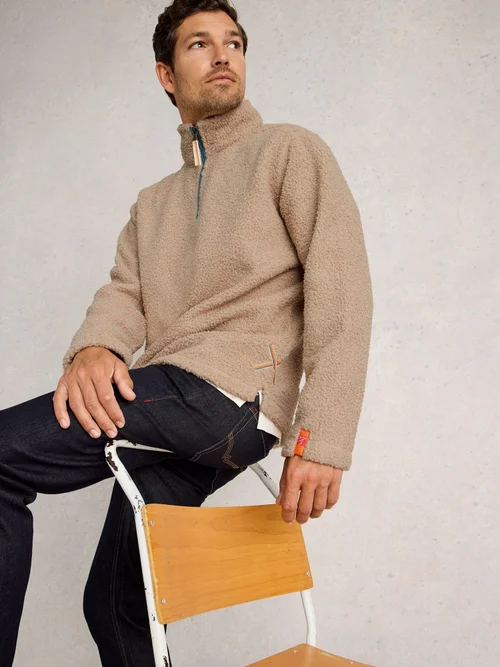 Half-Zip aus Teddyfell - Lgt Nat - XXXL Bild 4