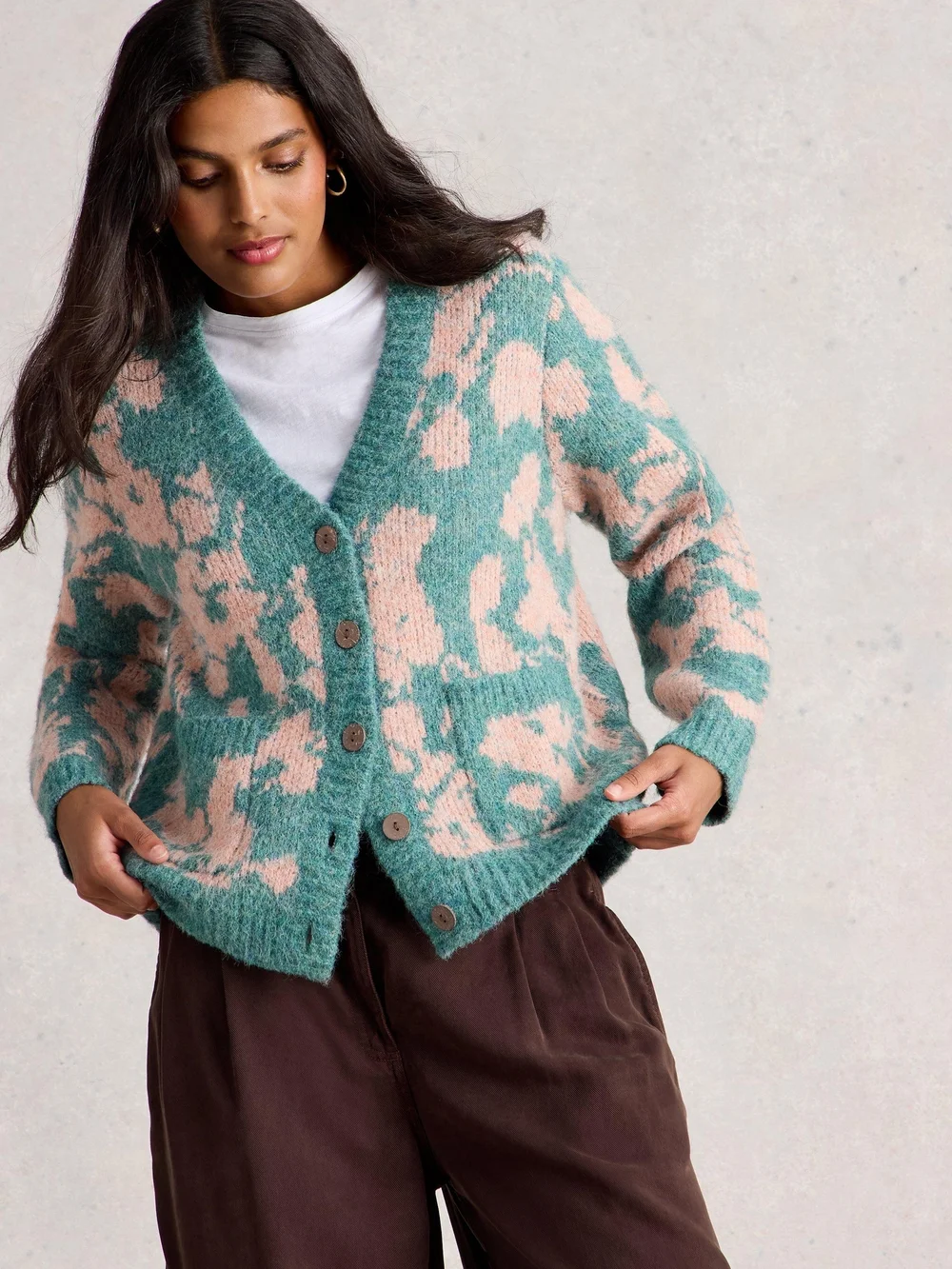 Florale Strickjacke Jennifer - Green Mlt - 48 Bild 1