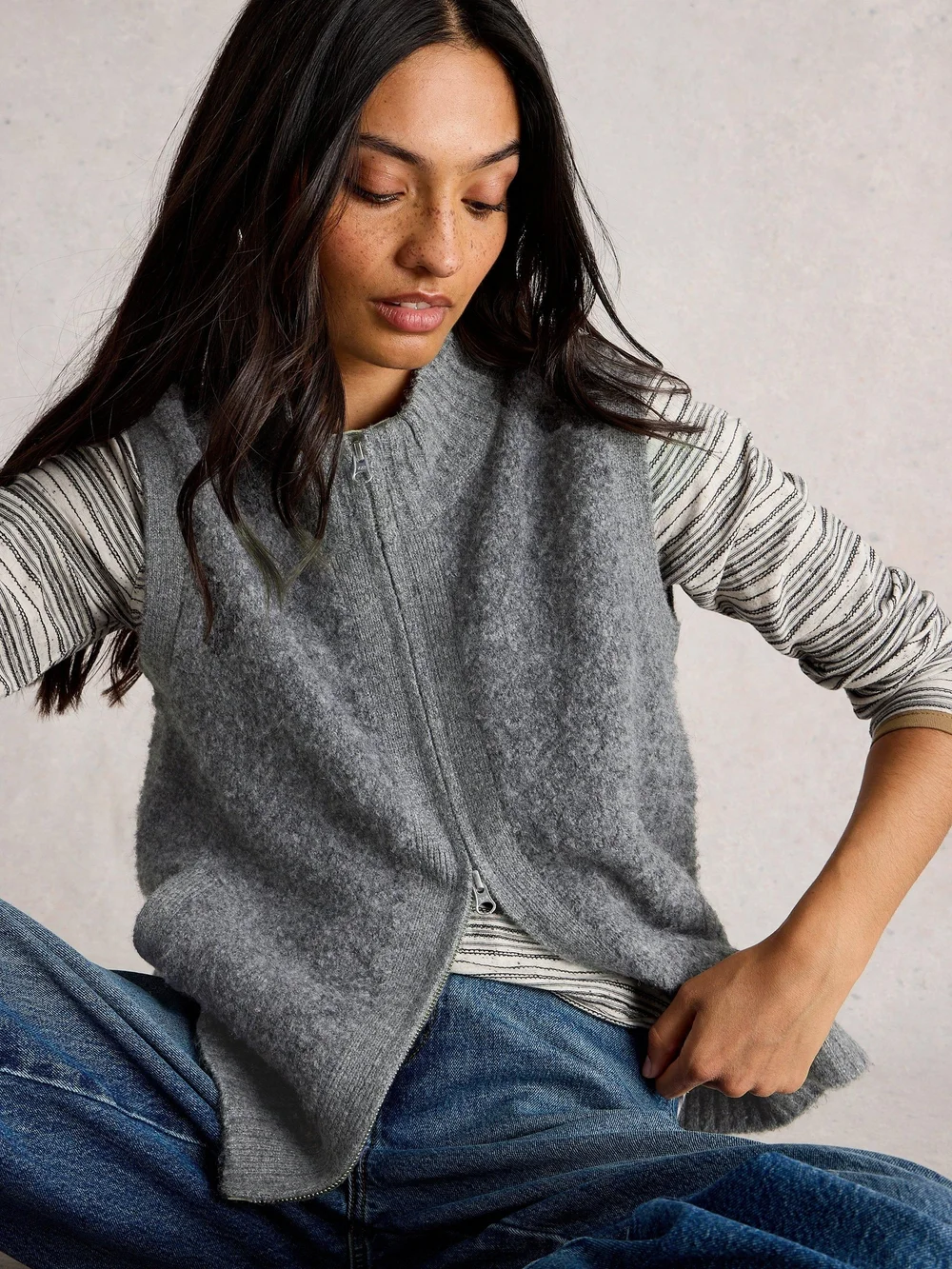 Bouclé Weste - Mid Grey - 52 Bild 1