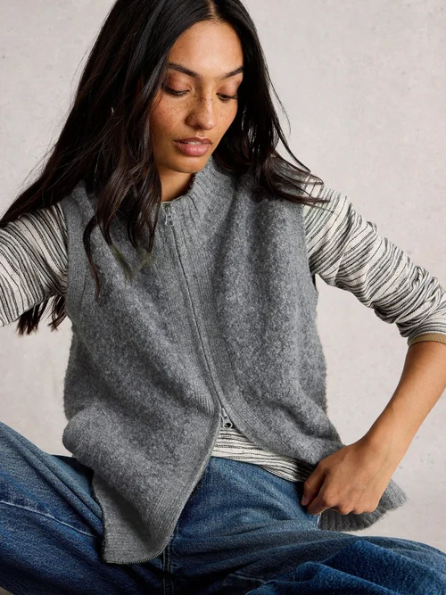 Bouclé Weste - Mid Grey - 52 Bild 1