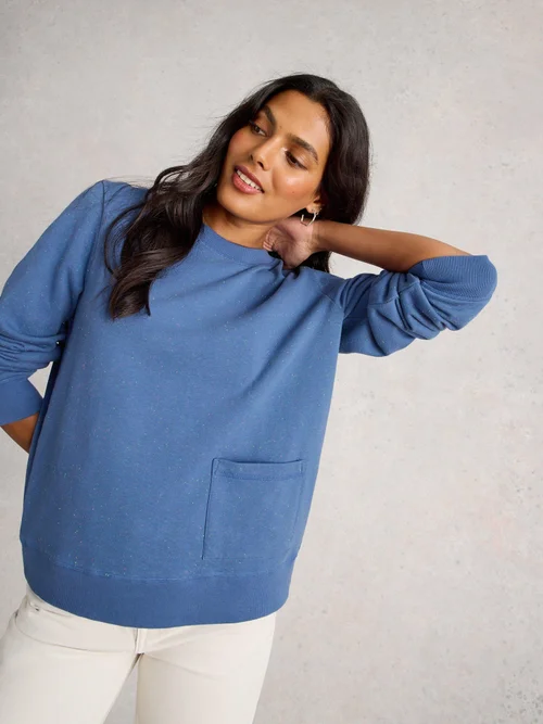 Sweatshirt mit Sprenkeln - Mid Blue - 52 Bild 3