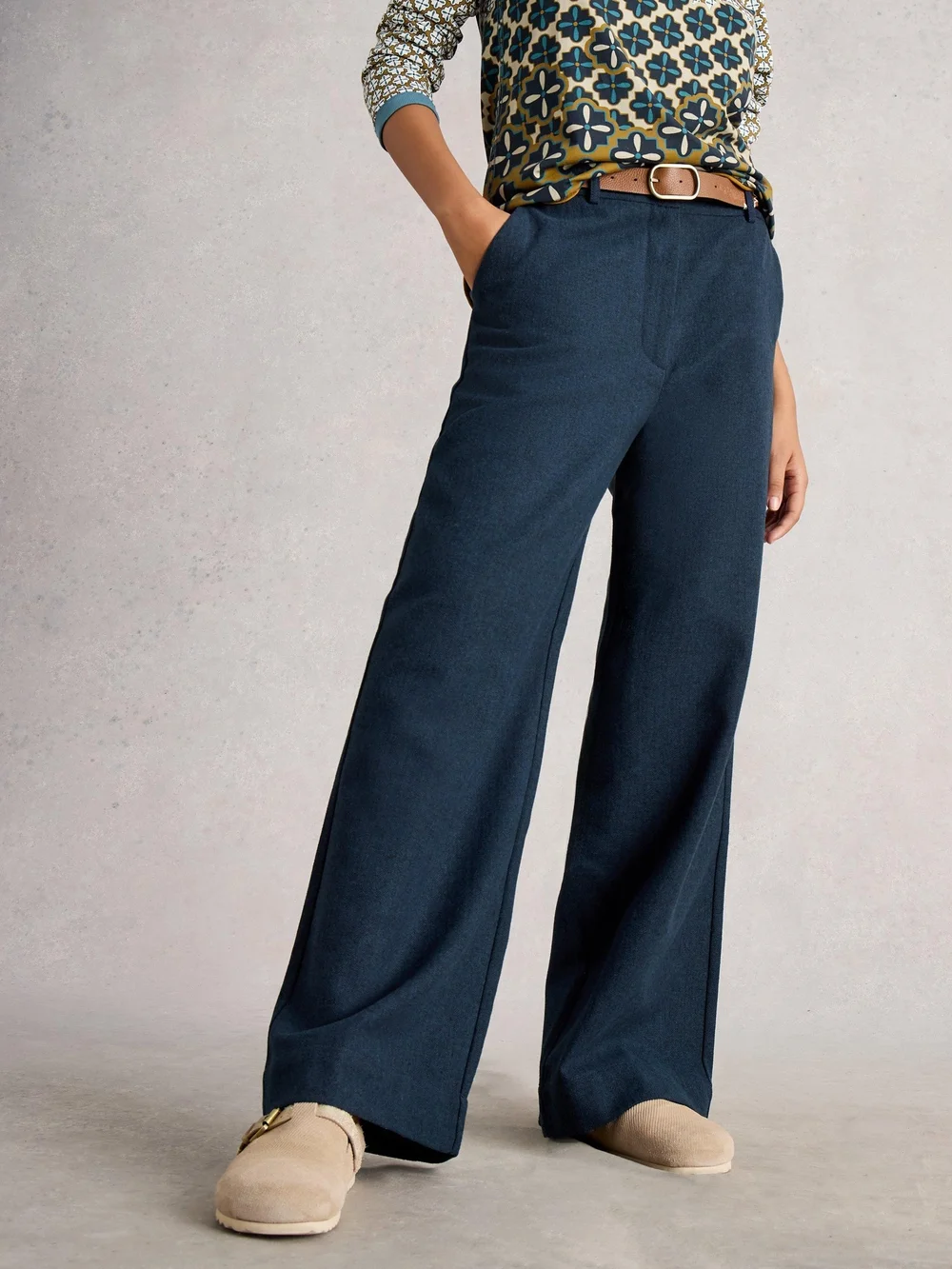 Tweedhose Belle mit weitem Bein - Navy Multi - 50/R Bild 1