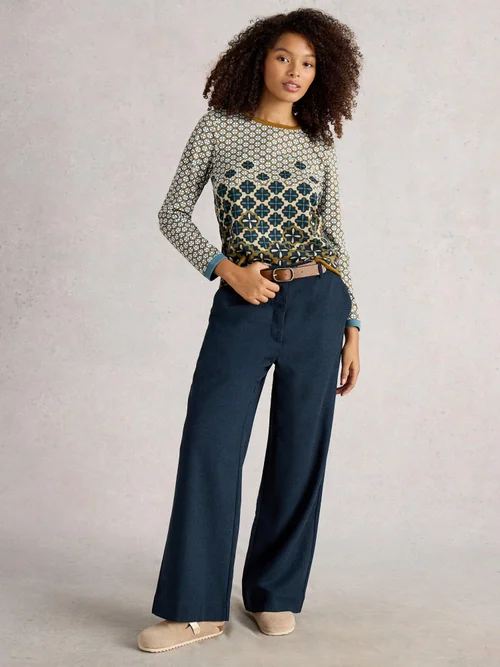 Tweedhose Belle mit weitem Bein - Navy Multi - 50/R Bild 2