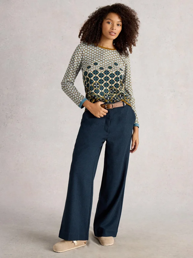 Tweedhose Belle mit weitem Bein