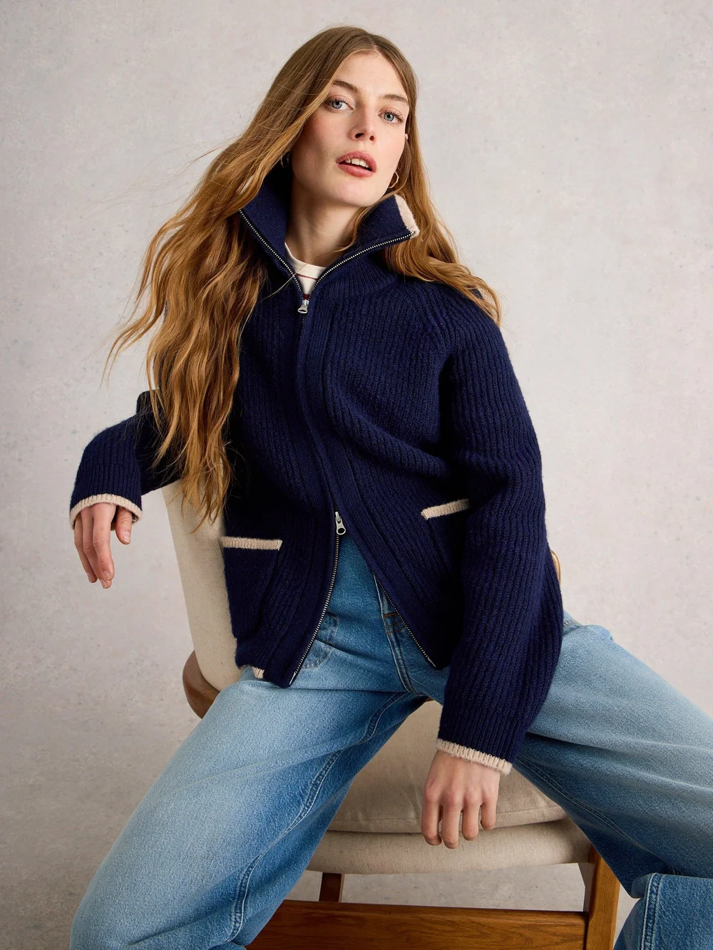 Bomberstrickjacke Betty - Fr Navy - 52 Bild 1