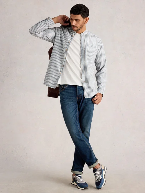 Gestreiftes Hemd Alnwick mit Stehkragen - Blue Mlt - XXL Bild 2