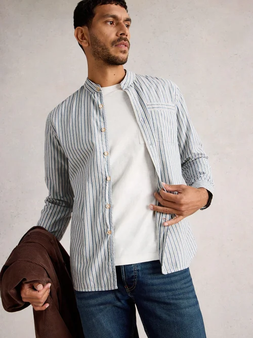 Gestreiftes Hemd Alnwick mit Stehkragen - Blue Mlt - XXL Bild 3