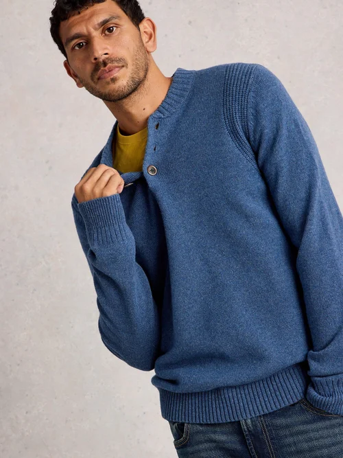 Henley-Pullover Milton - Mid Blue - XXL Bild 3