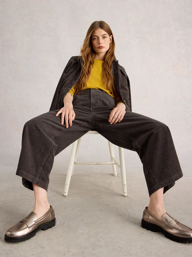7/8-Kordhose Tia mit weitem Bein