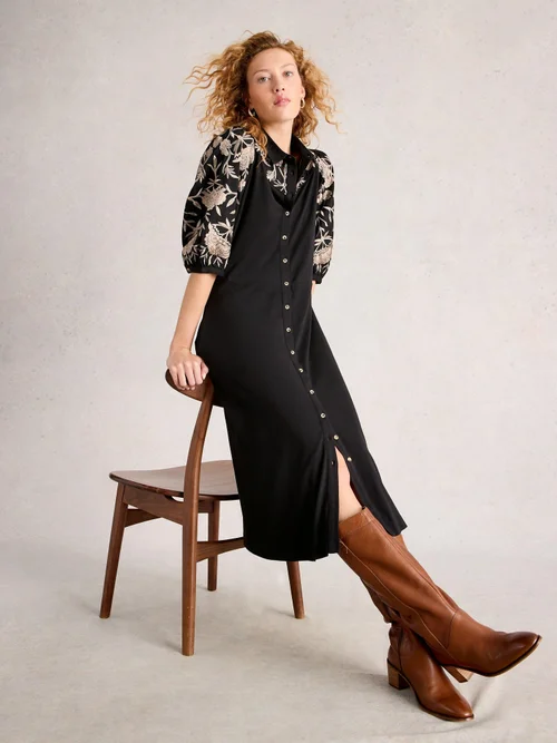 Besticktes Jerseykleid Rua - Pure Blk - 52/R Bild 3