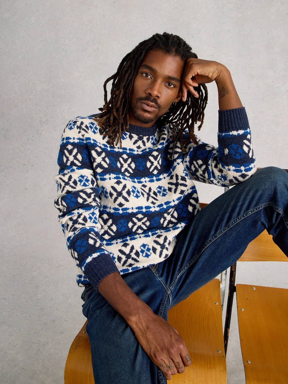 Pullover mit Geo-Fairisle Muster - Navy Multi - XXXL Bild 1