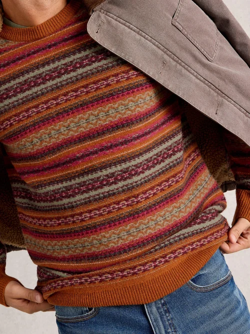 Gemusterter Pullover Ossett - Orange Mlt - XL Bild 3
