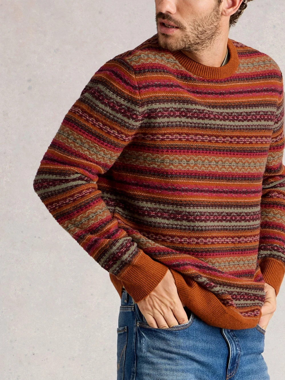Gemusterter Pullover Ossett - Orange Mlt - XL Bild 1
