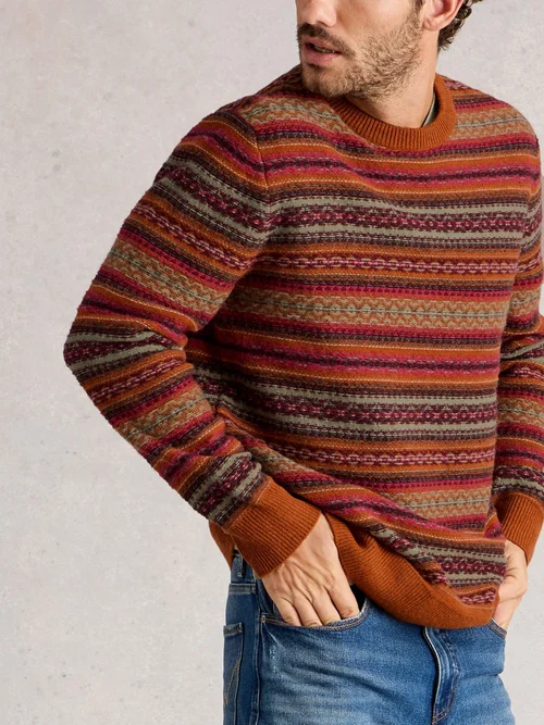 Gemusterter Pullover Ossett - Orange Mlt - XL Bild 1