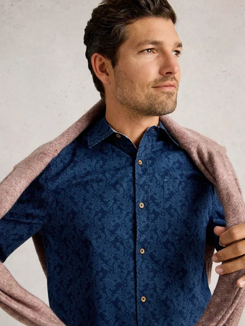 Hemd Finsbury mit Blätterprint - Navy Pr - XXL/R Bild 3