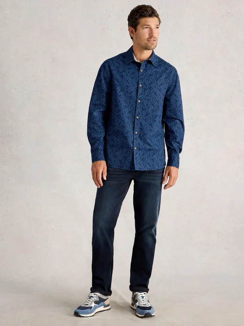 Hemd Finsbury mit Blätterprint - Navy Pr - XXXL/R Bild 2