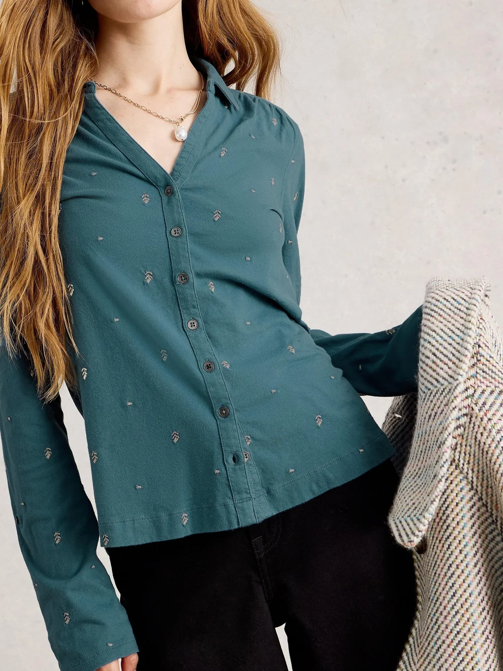 Bestickte Bluse Annie - Mid Blue - 52 Bild 1