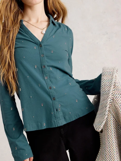 Bestickte Bluse Annie - Mid Blue - 52 Bild 1