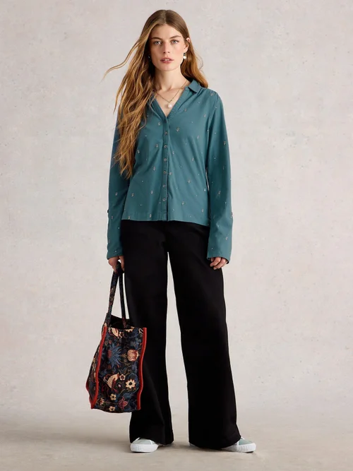 Bestickte Bluse Annie - Mid Blue - 50 Bild 2