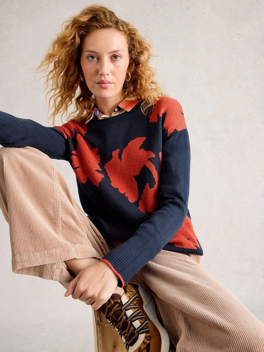 Floraler Pullover Olive - Navy Multi - 52 Bild 1