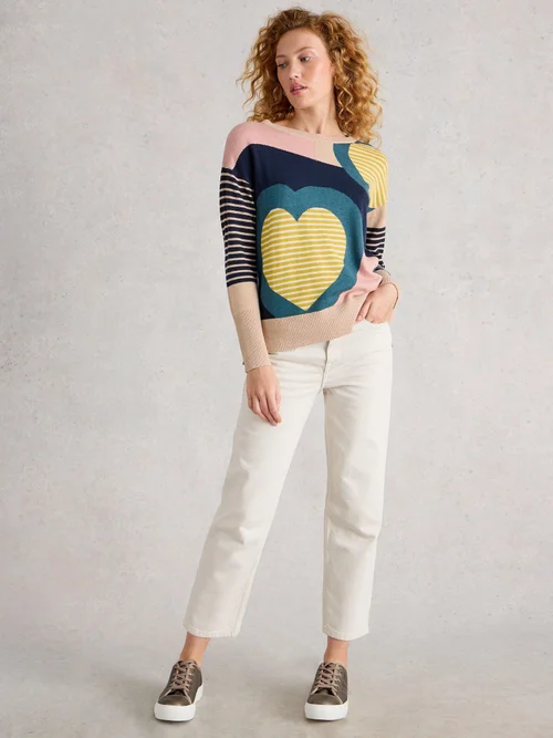 Pullover Olive mit Herzmuster - Pink Mlt - 52 Bild 2