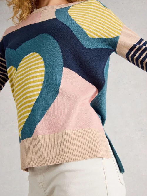Pullover Olive mit Herzmuster - Pink Mlt - 52 Bild 3