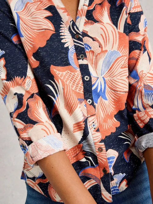 Glitzerbluse Annie mit Muster - Navy Pr - 52 Bild 3