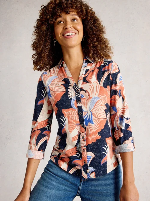 Glitzerbluse Annie mit Muster - Navy Pr - 52 Bild 4