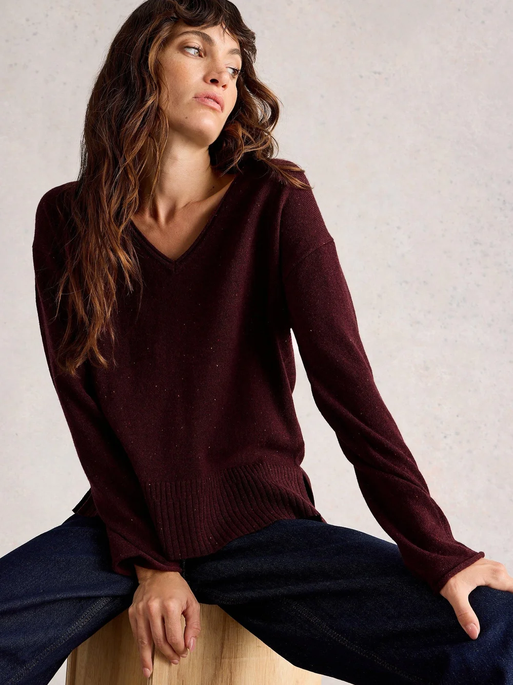Pullover Lily mit V-Ausschnitt - Mid Plum - 42 Bild 1