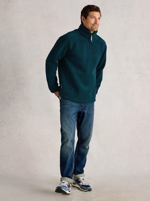 Half-Zip aus Teddyfell - Mid Teal - XXXL Bild 2