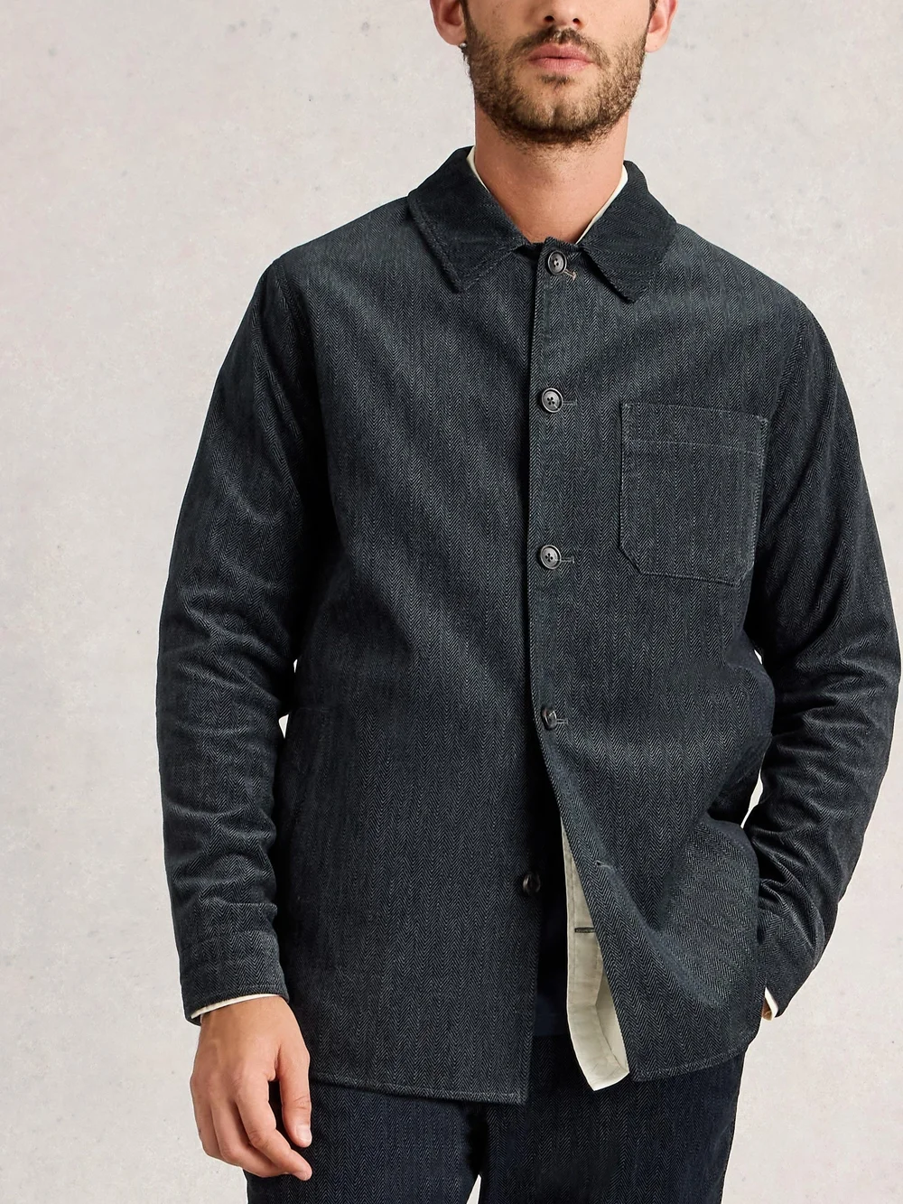 Hemdjacke mit Fischgrätmuster - Charc Grey - XXL Bild 1