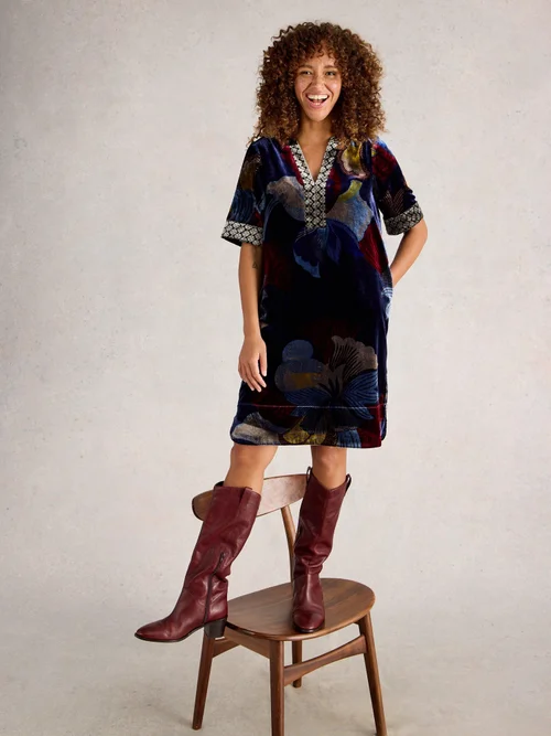 Samtkleid June - Navy Multi - 52/R Bild 1