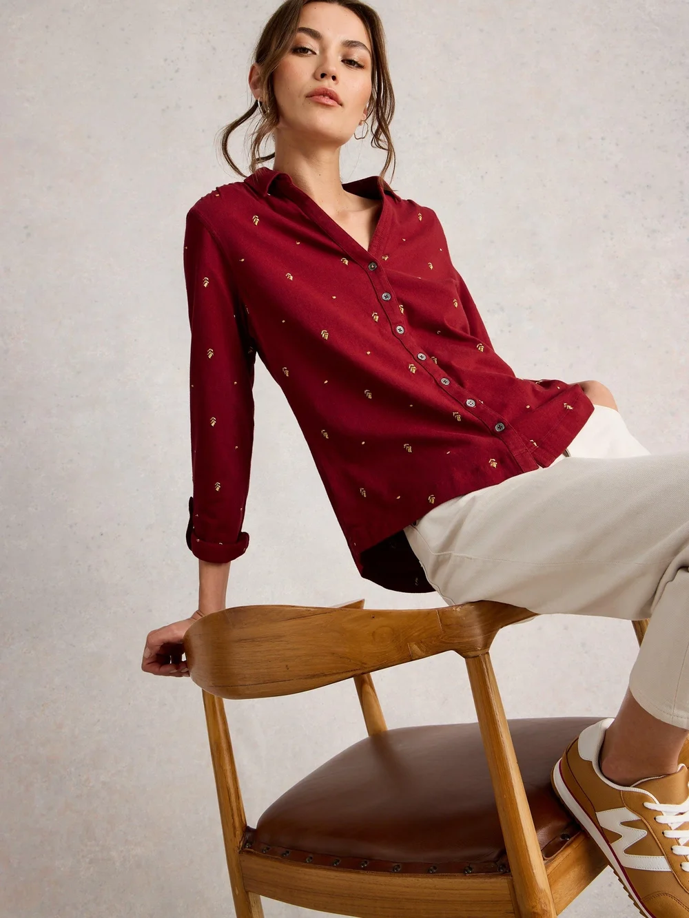Bestickte Bluse Annie - Deep Red - 44 Bild 1