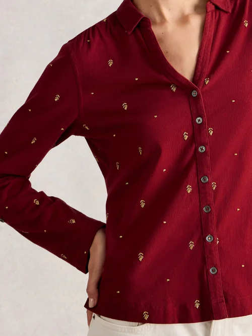 Bestickte Bluse Annie - Deep Red - 44 Bild 3