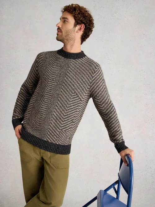 Pullover Jarrow mit Fischgrätmuster - Grey Mlt - XXXL Bild 1