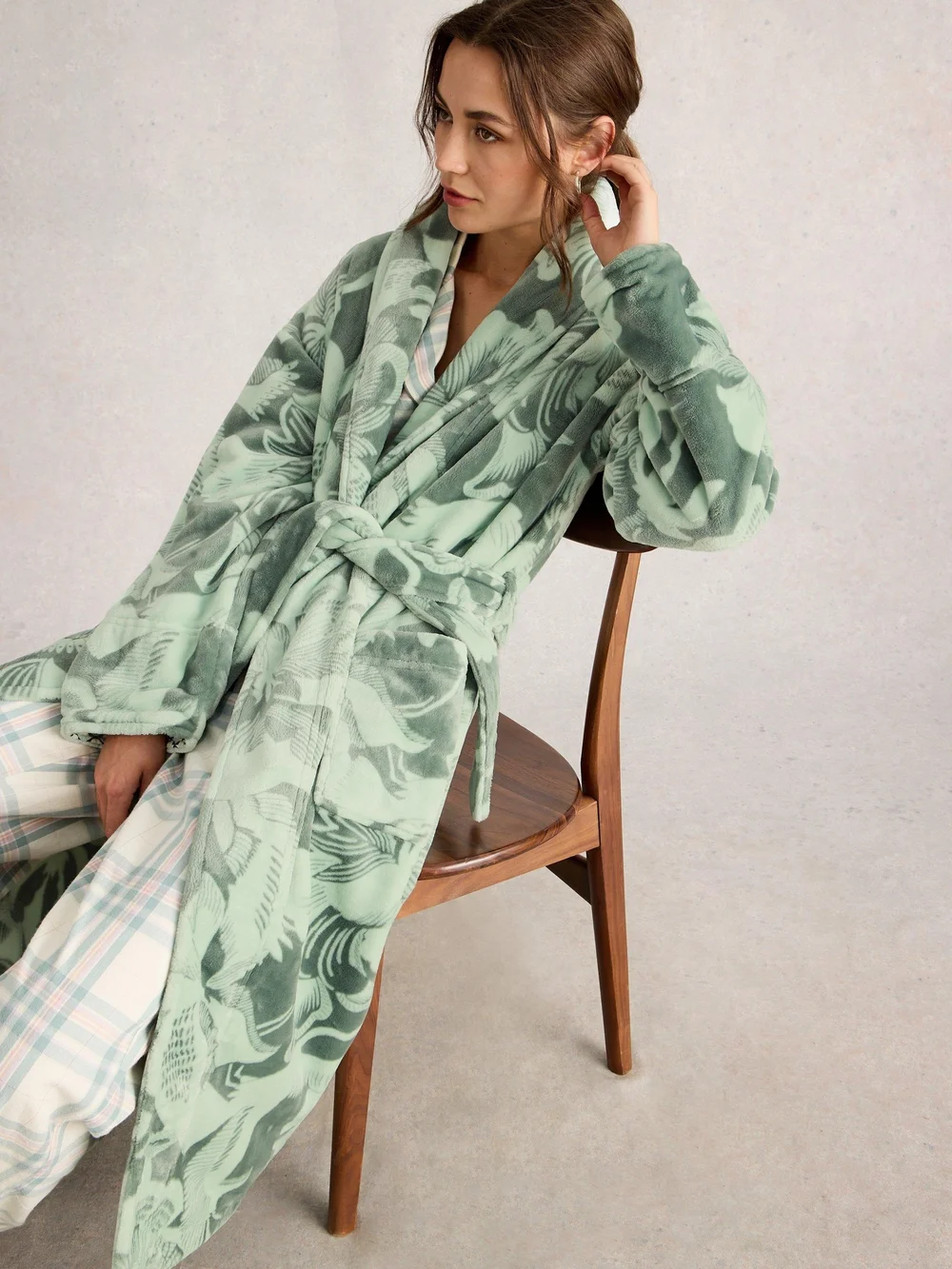 Bademantel Clover mit Print - Green Mlt - XXXL Bild 1