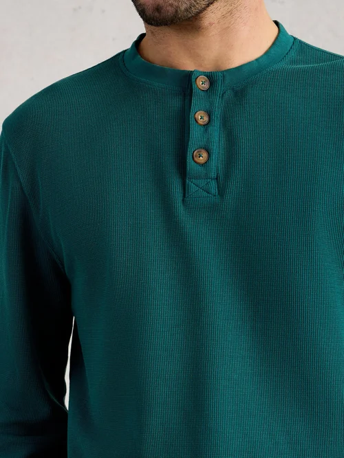 Pyjamatop Henley - Mid Green - S Bild 3
