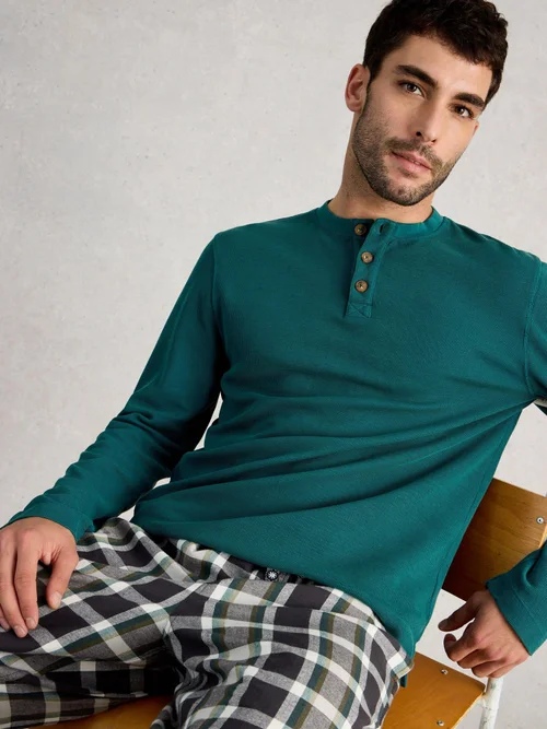 Pyjamatop Henley - Mid Green - S Bild 1
