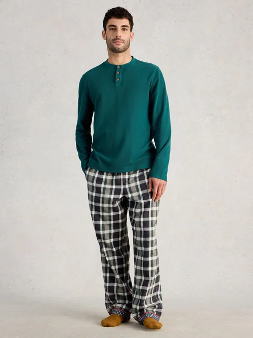 Pyjamatop Henley - Mid Green - S Bild 2