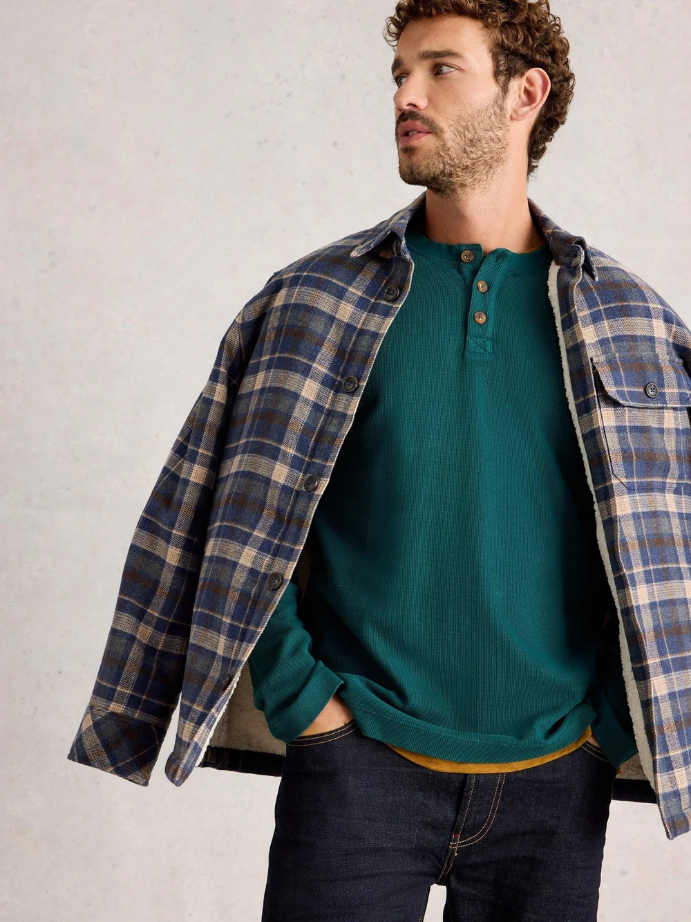 Pyjamatop Henley - Mid Green - XXXL Bild 1